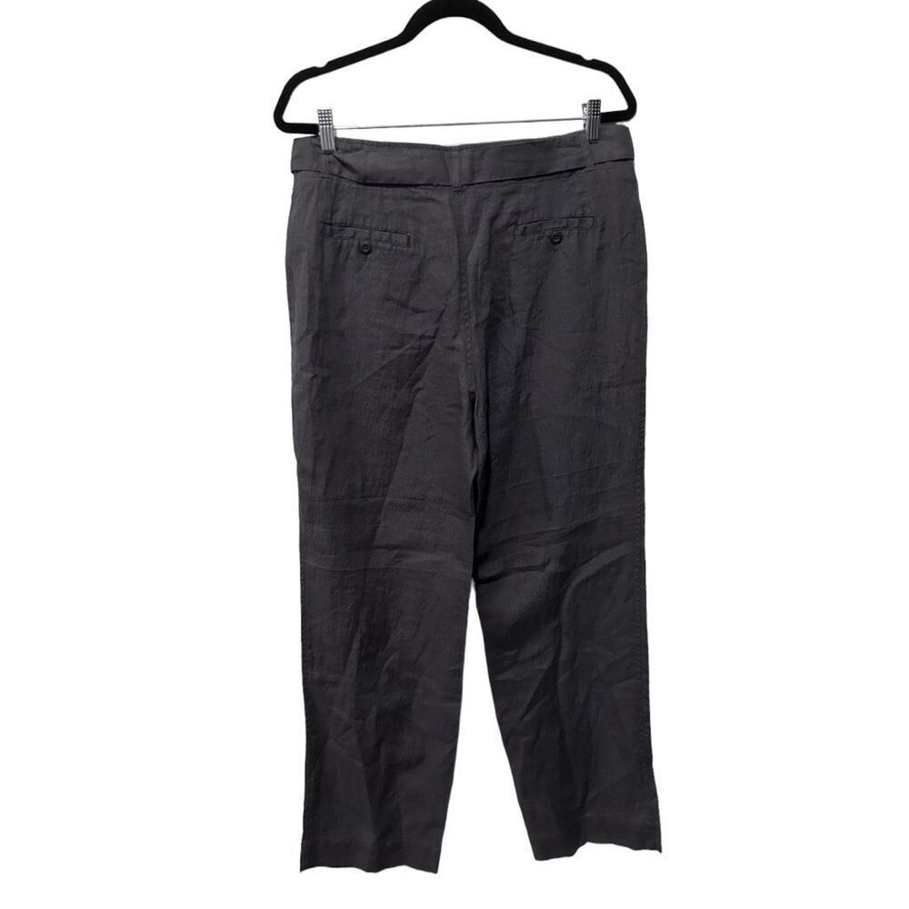 NWT NEW Tahari Gray Belt Linen Flowy Pants Size 12  Coastal Minimalist
